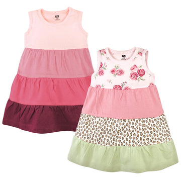Hudson Baby Baby Girls' Cotton Dresses 6 Years Multicolor Blush Rose Leopard